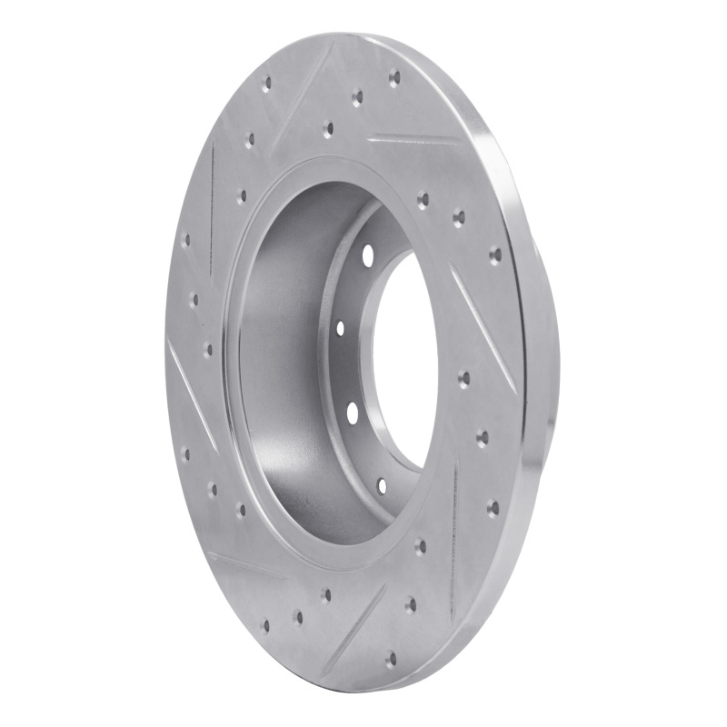 Land Rover Defender Brake Rotor (1) - Rear Right - R1 Concepts - Drilled & Slotted - Silver - `74-`16
